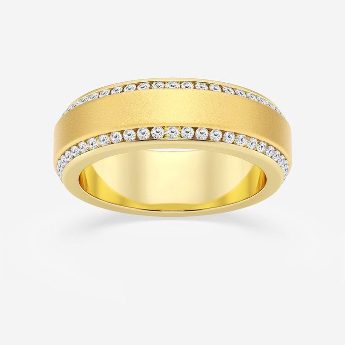 1 ctw Round Lab Grown Diamond 7mm Beveled Edge Sandblast Finish Eternity Band